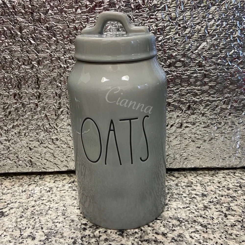 Rae Dunn Grey Oats Canister